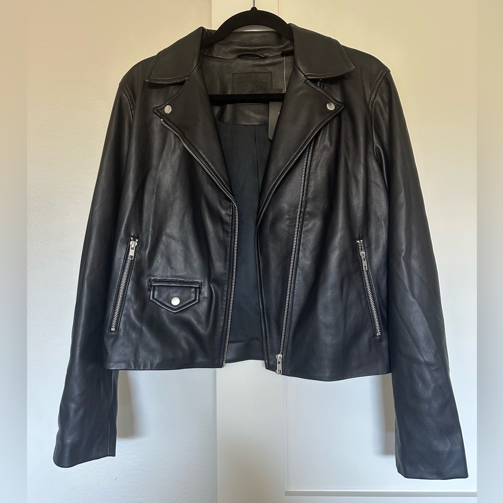Levi’s Women’s Black Faux Leather Moto Jacket, Sz M, NWT